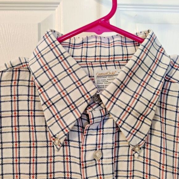 Vintage Career Club Long Sleeve Button Down Shirt Plaid 16 1/2-33-Retro Shirt - Picture 6 of 7